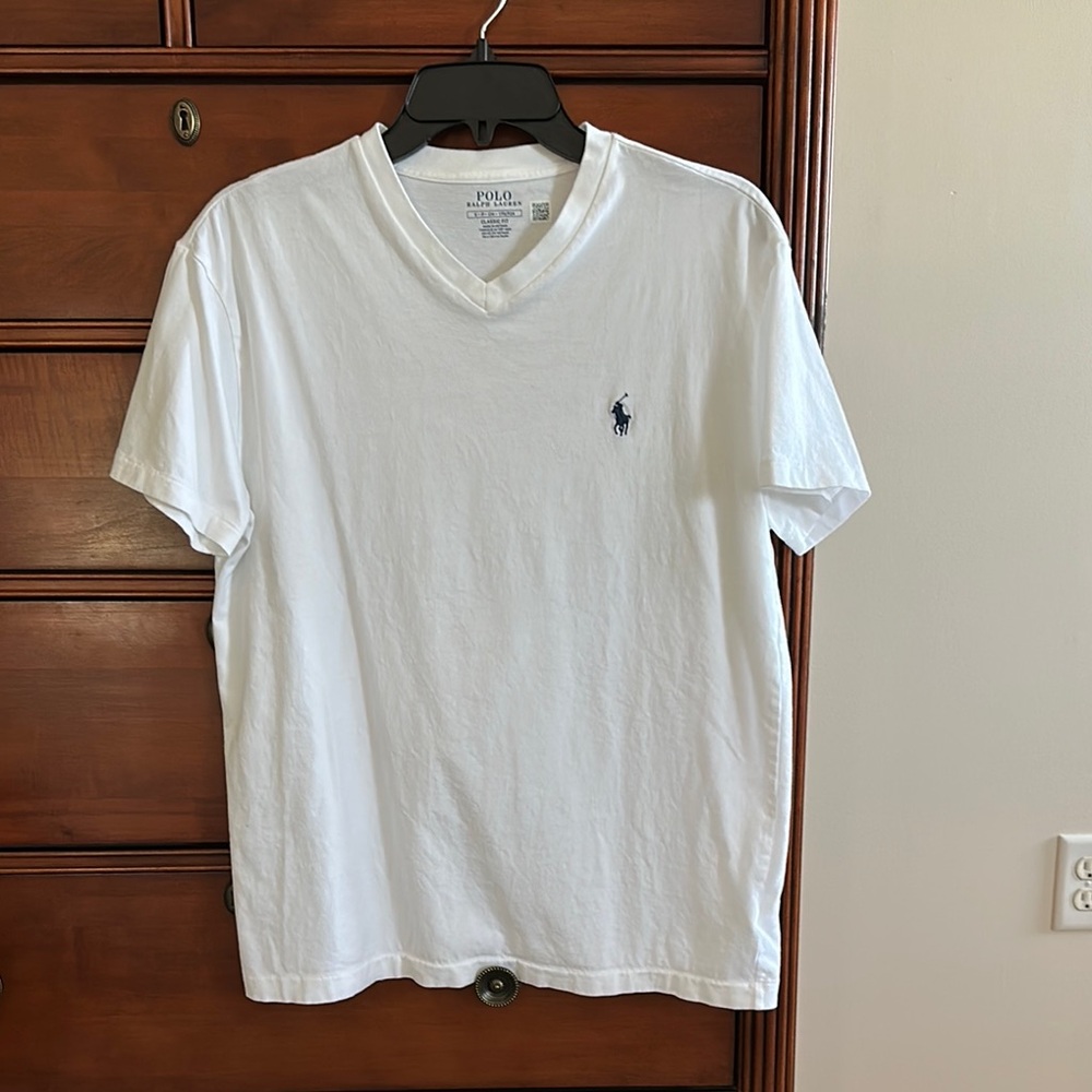 Polo by Ralph Lauren White V-Neck Men's Shirt